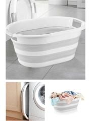 Zambak Katlanabilir Silikon Çamaşır Sepeti - Akordiyon Katlanır Sepet